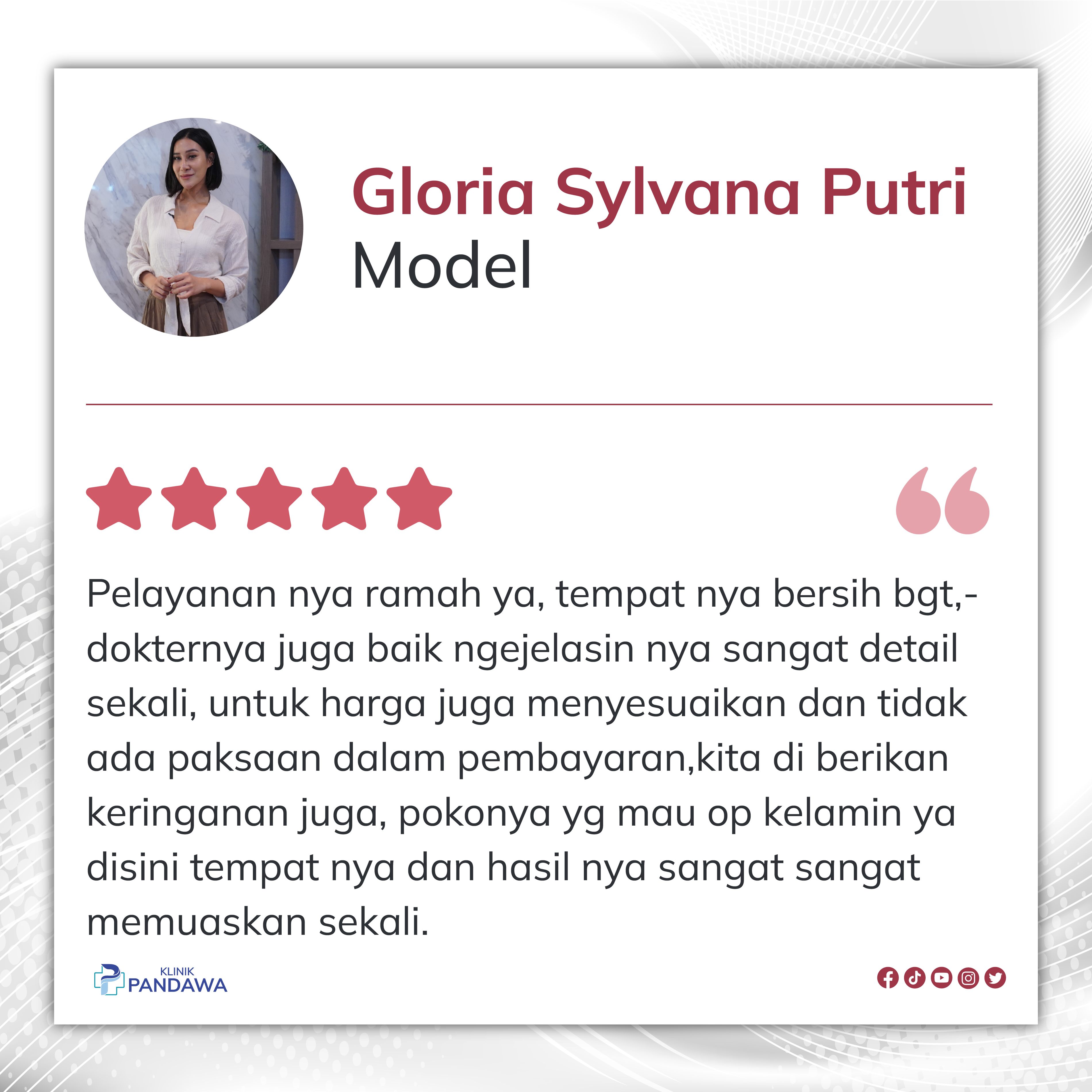 Testimonial Gloria | Klinik Dokter Spesialis Online